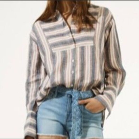 Frame Linen Striped Oversized Shirt - Picture 3 of 10